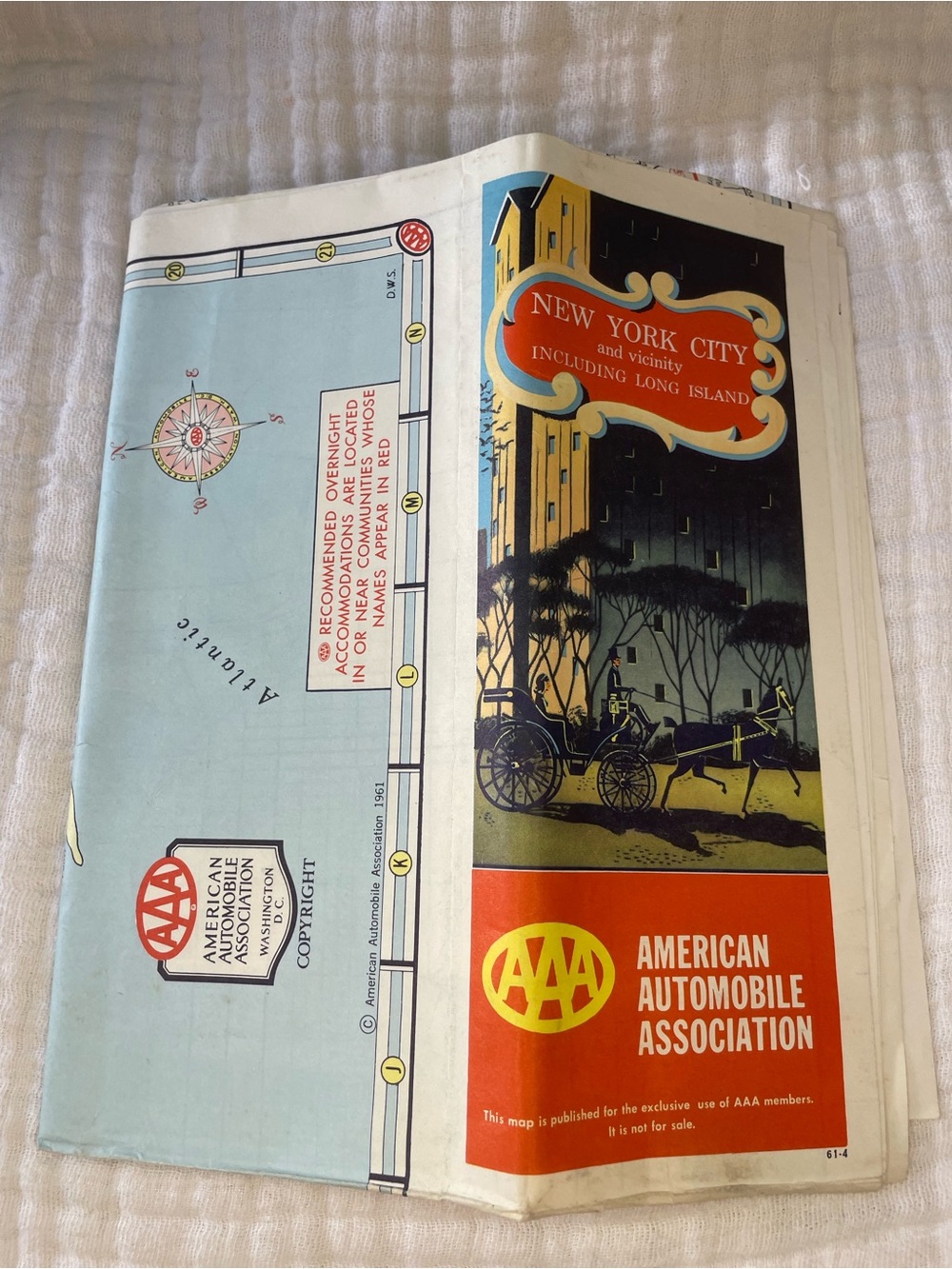 1961 AAA New York City and Long Island Road Map